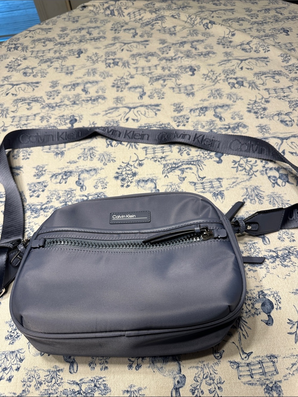 Calvin Klein Navy Gray Nylon Belt Bag
